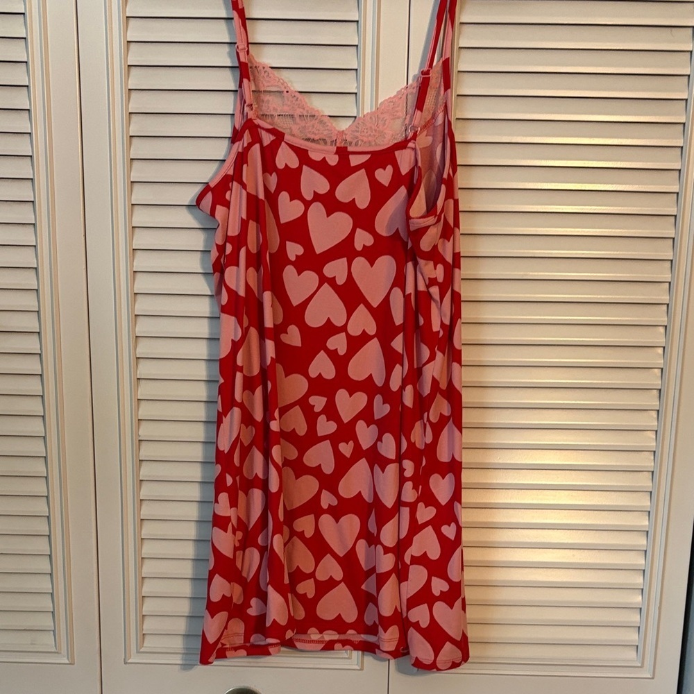 Joyspun Valentines Charming Red Heart Chemise with Pink Lace Size L 12-14 - Picture 6 of 8